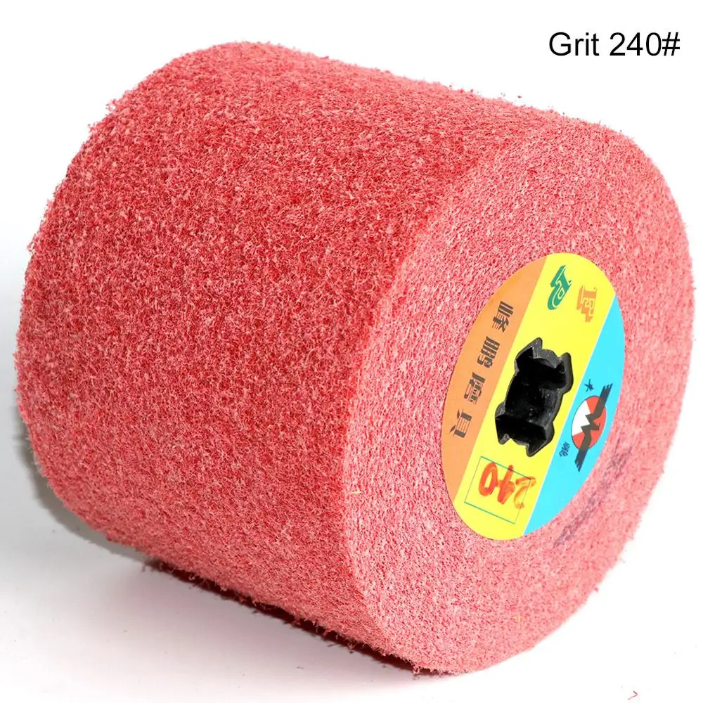 나일론 섬유 와이어 드로잉 연마 휠, 부직포 버니 싱 드럼 버핑 휠, 금속 디버링, derust 120x100mm 용, 1 개