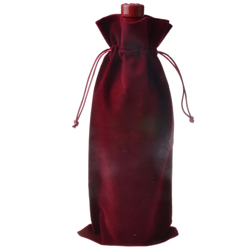 Velvet Wine Bottle Covers Bags Drawstring Flannel Champagne Wine Blind Gift Packaging Pouch Wedding Party Bomboniere DHL Free