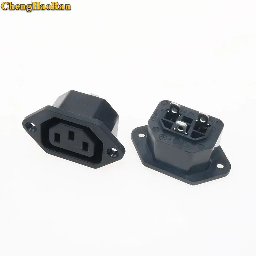 ChengHaoRan IEC 320 C14 Female AC Power Inlet Socket Jack Connector Receptacle AC 250V 10A For AMP Computer Panel Mounted Screw