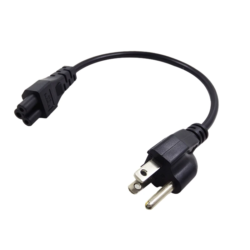 NEMA 5-15P 3pin male plug to IEC 320 C5 IEC320 Cloverleaf short AC Power cable cord 20CM For AC Adapter Laptop Notebook