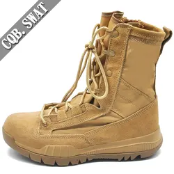 CQB.SWAT TAN COLOR BOOTS FOR MEN COMBAT BOOTS DESERT OUTDOOR BOOTS WITH SIDE ZIPPER SIZE 38-46