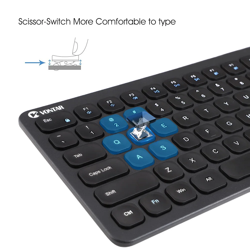 Vontar-teclado multimídia sem fio k02, tv box, android, 2.4g, teclado sem fio, laptop, pc