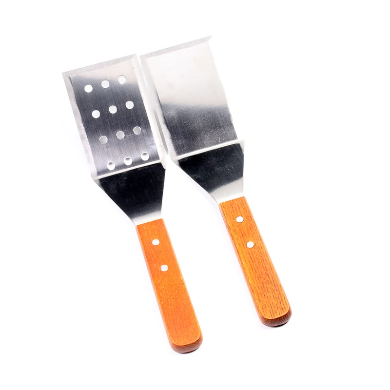 Wood Handle Heavy Duty Hamburger Turner / Spatula with Cutting Edge, 2.95-Inch Wide Blade, 11.5-Inch BBQ Tools