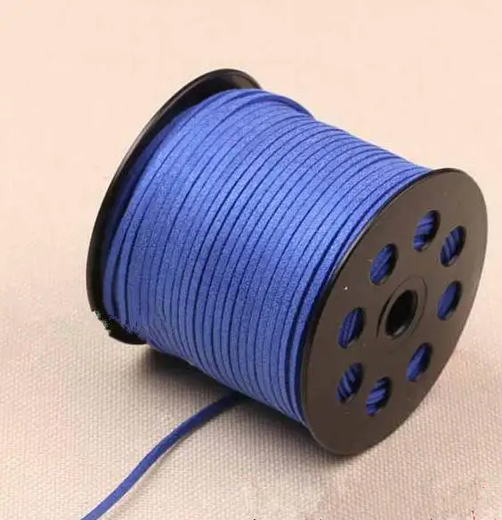 

Free Shipping 100Yds Glitter Metallic Royal Blue Flat faux Leather Suede Cord, 3mm Cord,Faux Suede Cord for Bracelets 3mm