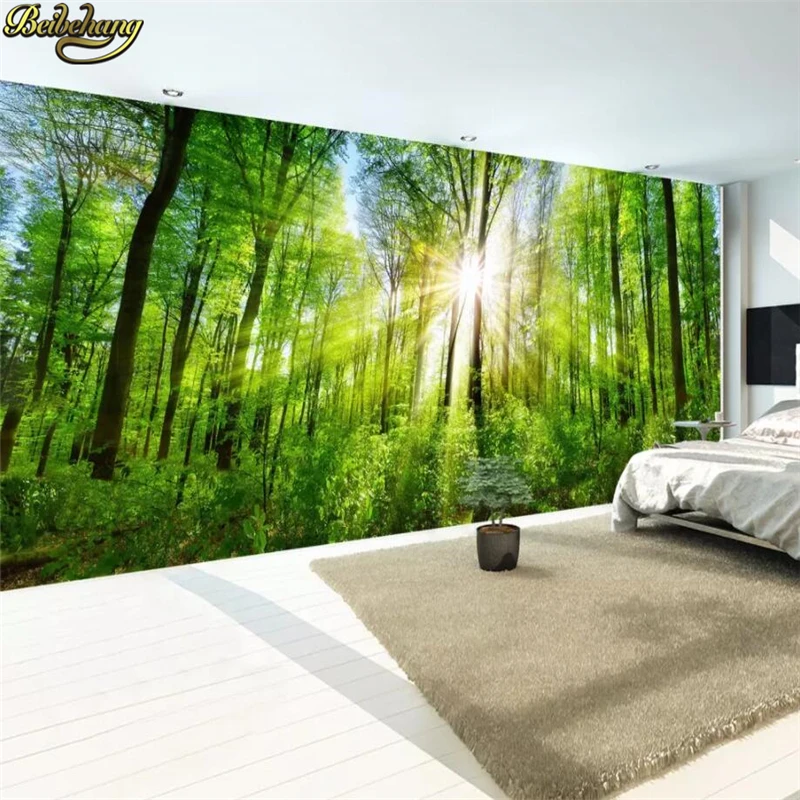 

beibehang Custom Photo Mural Wallpapers TV Backdrop Papel De Parede 3D Sunny forest Wallpaper For Walls Wall Papers Home Decor