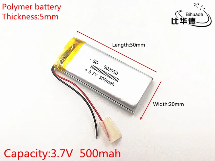 1pcs/lot 3.7V 500mAh 502050 Lithium Polymer Li-Po li ion Rechargeable Battery cells For Mp3 MP4 MP5 toy mobile bluetooth