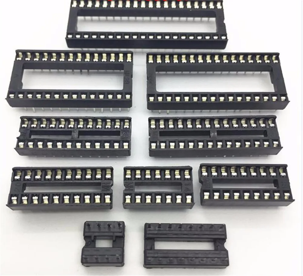 1 tube IC Socket DIP SIP Chip Socket Pin 2.54mm Pitch 6/8/14/16/18/20/24/28Pin 24/28/32/40Pin Wide IC Socket Adapter Solder Type