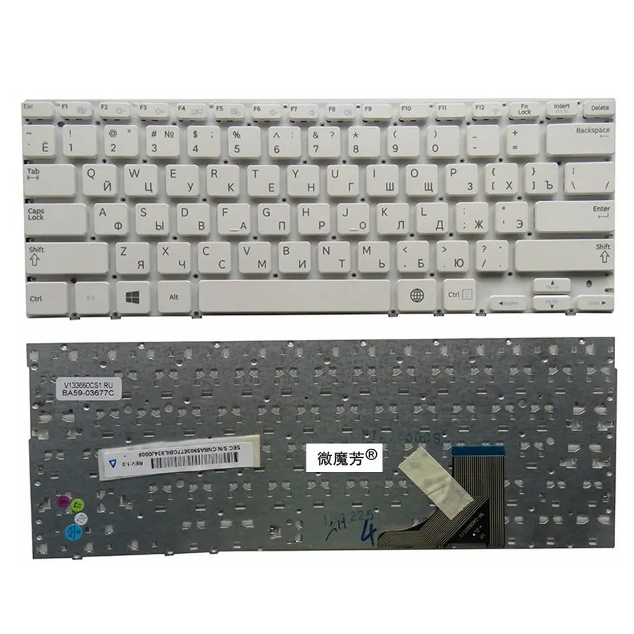 

Russian Laptop Replacement Keyboard for SAMSUNG NP 530U3C 530U3B 535U3C 540U3C 532U3C RU White New keyboard No border