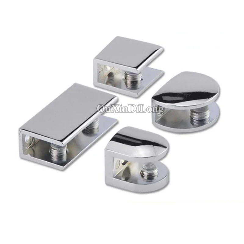 Multi-Choice 10PCS Zinc Alloy Thicken Glass Clamps Clips Holder Brace Shelf Support Brackets Silver Tone