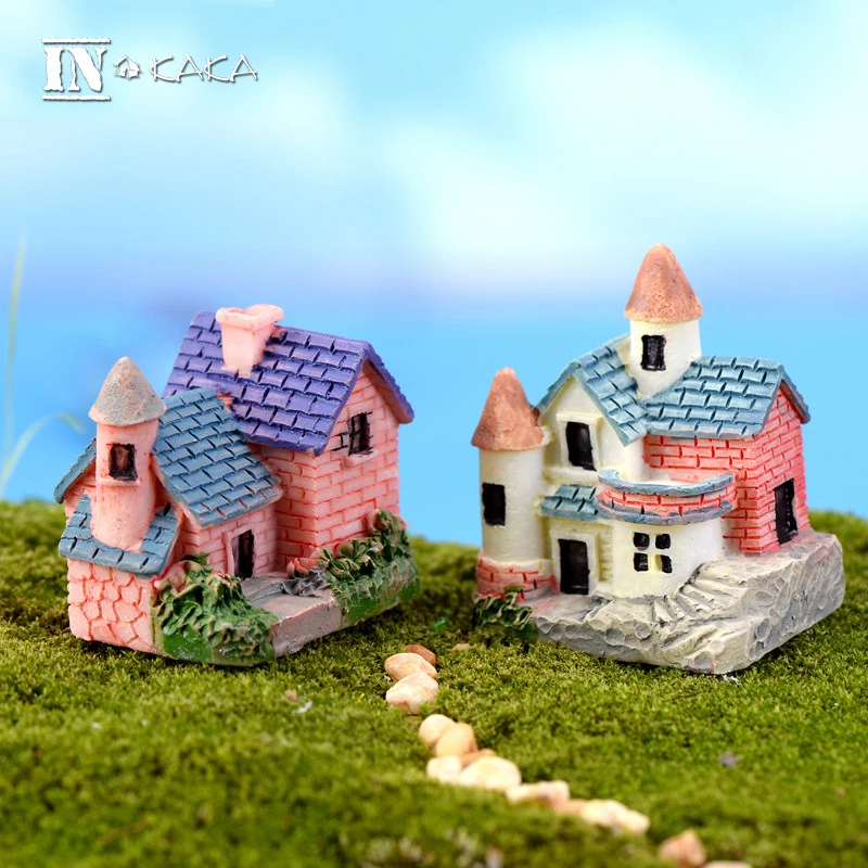 Resin mini villa Micro fairy garden decoration statuette miniature/terrarium/doll house ornaments DIY accessories figurine