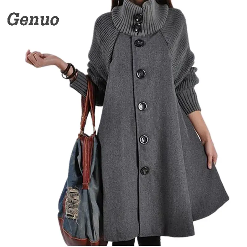 

Long Female Jacket Overcoat Cloak Windbreaker Loose Winter Wool Coat Women Autumn Manteau Femme Hiver Cape Warm Genuo