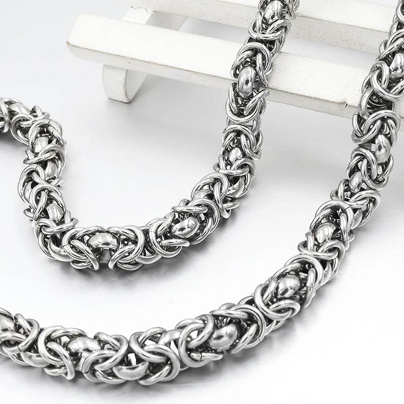 GOKADIMA 7mm 316L Stainless Steel Necklaces Byzantine Chain New Mens Jewelry 2019 Fashion Cool Gift, Wholesale WN021