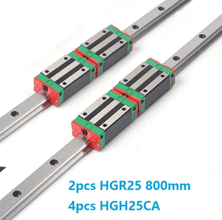 China Made 2pcs Linear Guide Rail HGR25 -L 800MM + 4pcs HGH25CA Or HGW25CC Linear Block Carriage CNC Router Parts