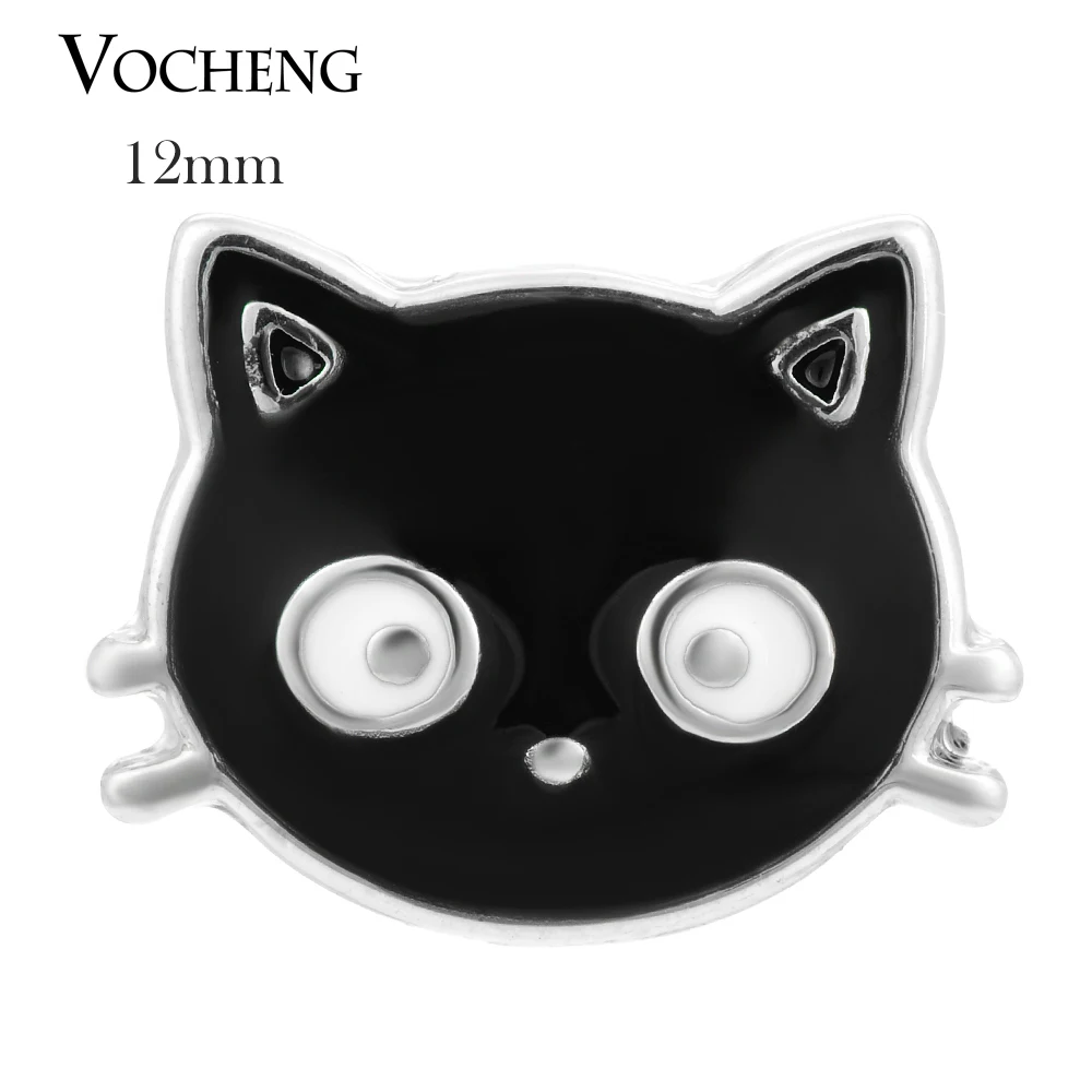 Vocheng Black Lovely Cat Ginger Snap Petite 12mm Hand Painted Button Vn-1066