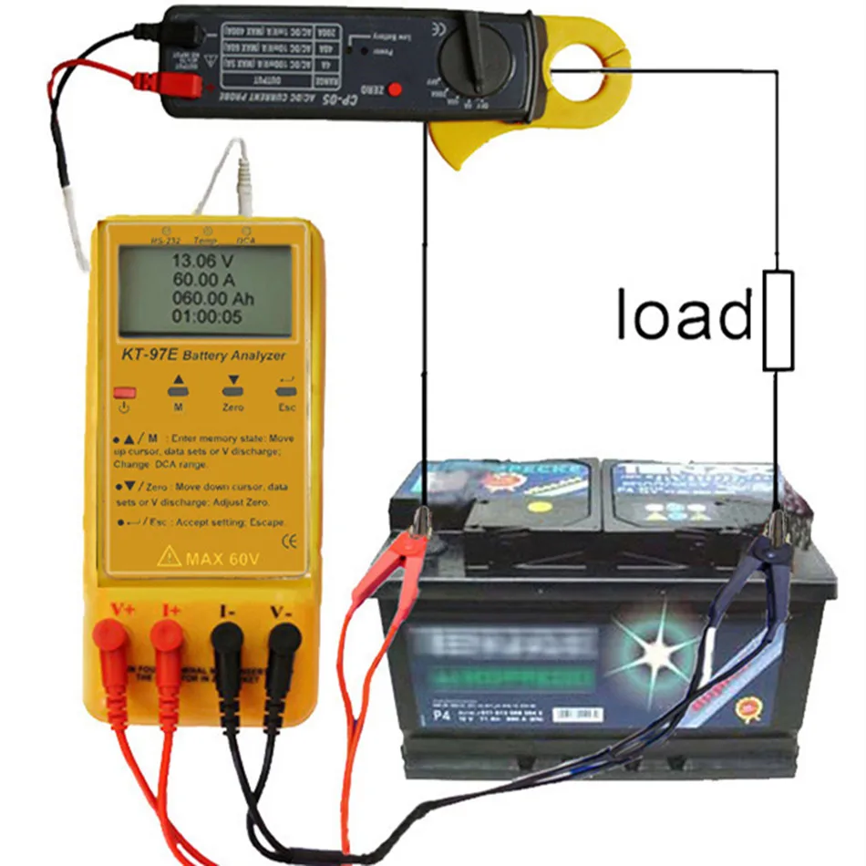 KT-97E resistência completa do analisador da bateria da função apropriada para sistemas automáticos do sprinkler da iluminação da emergência das baterias do carro