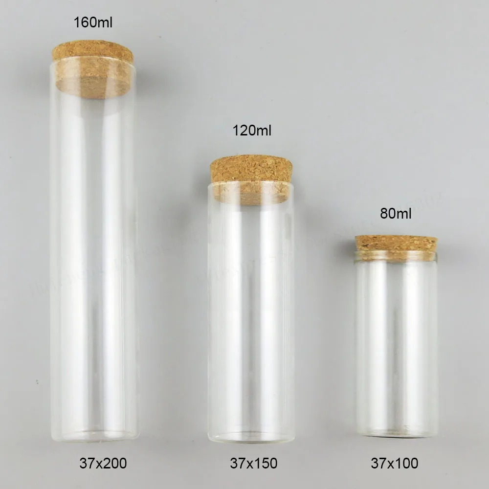 12 x  Large High Borosilicate Glass Straight Tubes Cork Test Tubes Wedding Favours Display Glass Containers 80ml 120ml 160ml