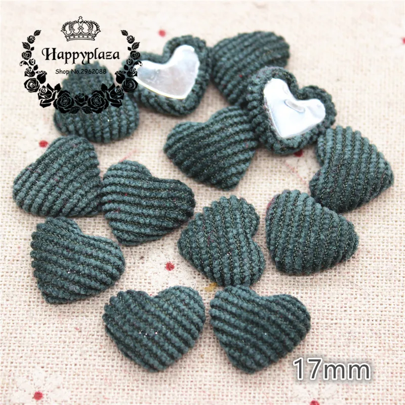 50pcs Hot Sale Mix Colors Corduroy Fabric Covered Heart Buttons Home Garden Flatback Cabochon Crafts Scrapbooking DIY,14*17mm