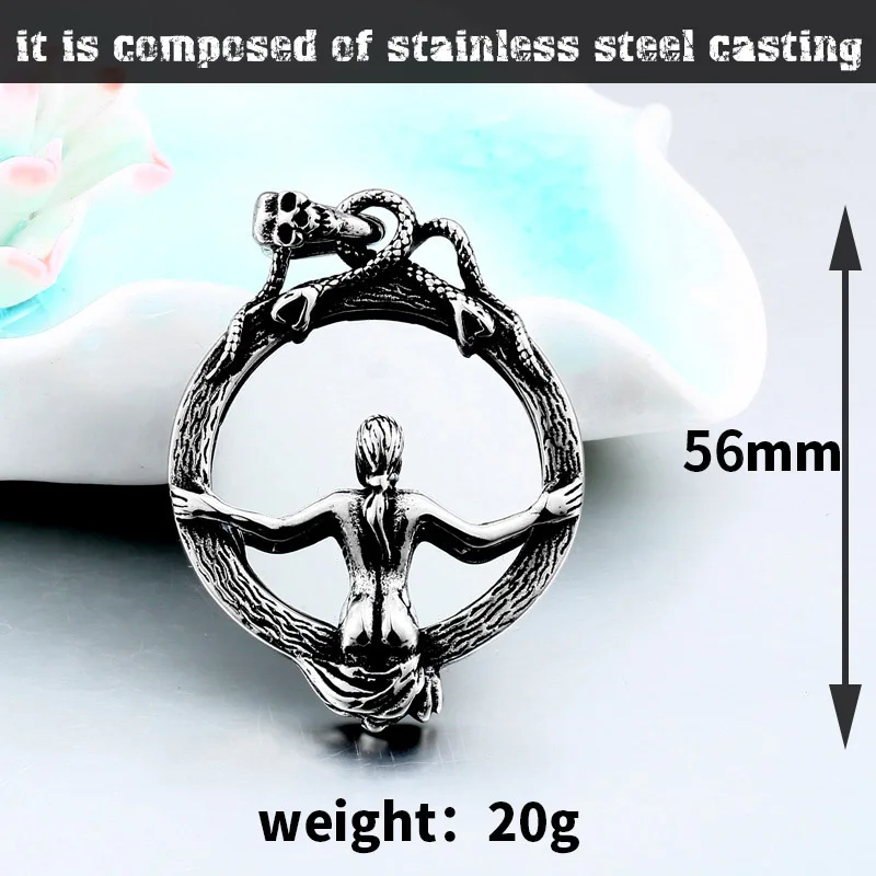 Steel soldier Dropshipping Magic Mirror Men Pendant Necklace with Stainless Steel Snake Wrapped Skull Clasp Chain Sexy women