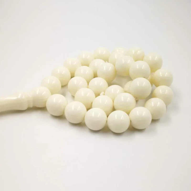 Resin Tasbih Imitation ivory color Misbaha 33 Beads white muslim man rosary Mastkhan prayer beads Islamic bracelet Eid gift
