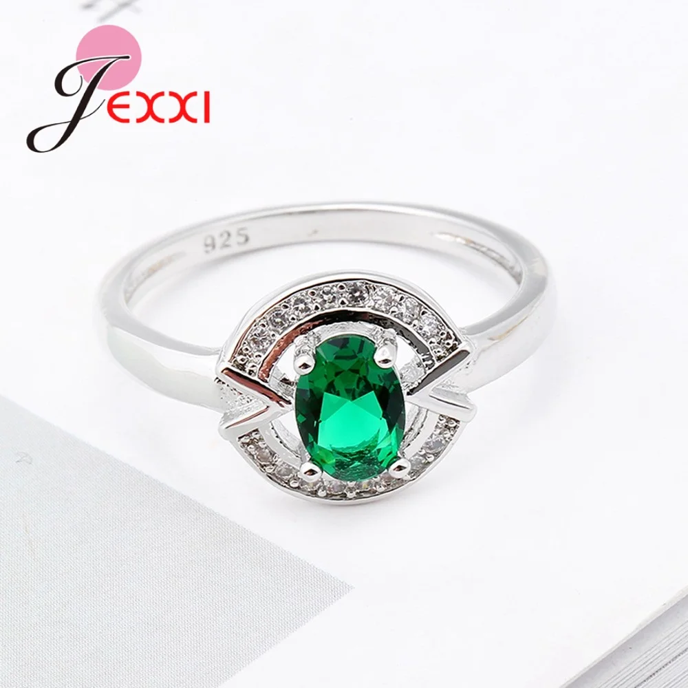 New Shinning Special Green Oval Cubic Zirconia 925 Sterling Silver  Rings For Women Surround Rhinestone Wedding Presents