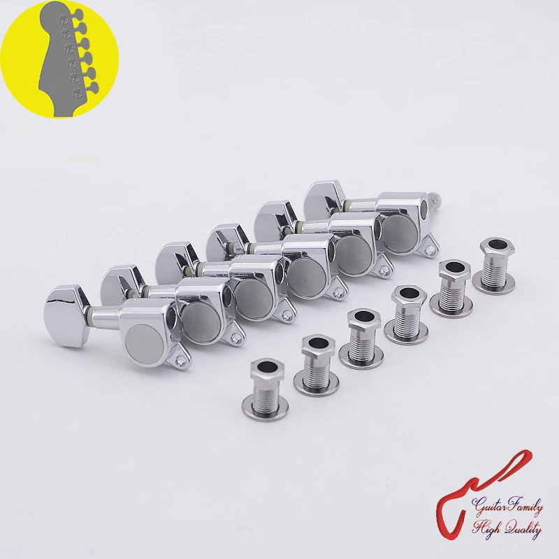 1 Set GuitarFamily  6 In-line  Left Hand Guitar  Machine Heads Tuners  Chrome ( #0427 ) MADE IN KOREA