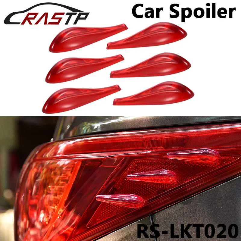 RASTP-Red&white Universal Rubber Car taillight 3D Sticker Decorate Airflow  Sticker Easy Install RS-LKT020