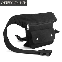 Annmouler Brand Women Fanny Pack Large Capacity Waist Bags Canvas Belt Bag Side Fanny Bag Multipockets Phone Pouch for Girls