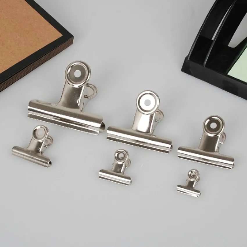 Free Shipping(60pcs/lot) 30mm round metal Grip Clips silver Bulldog clip Stainless steel ticket clip stationery