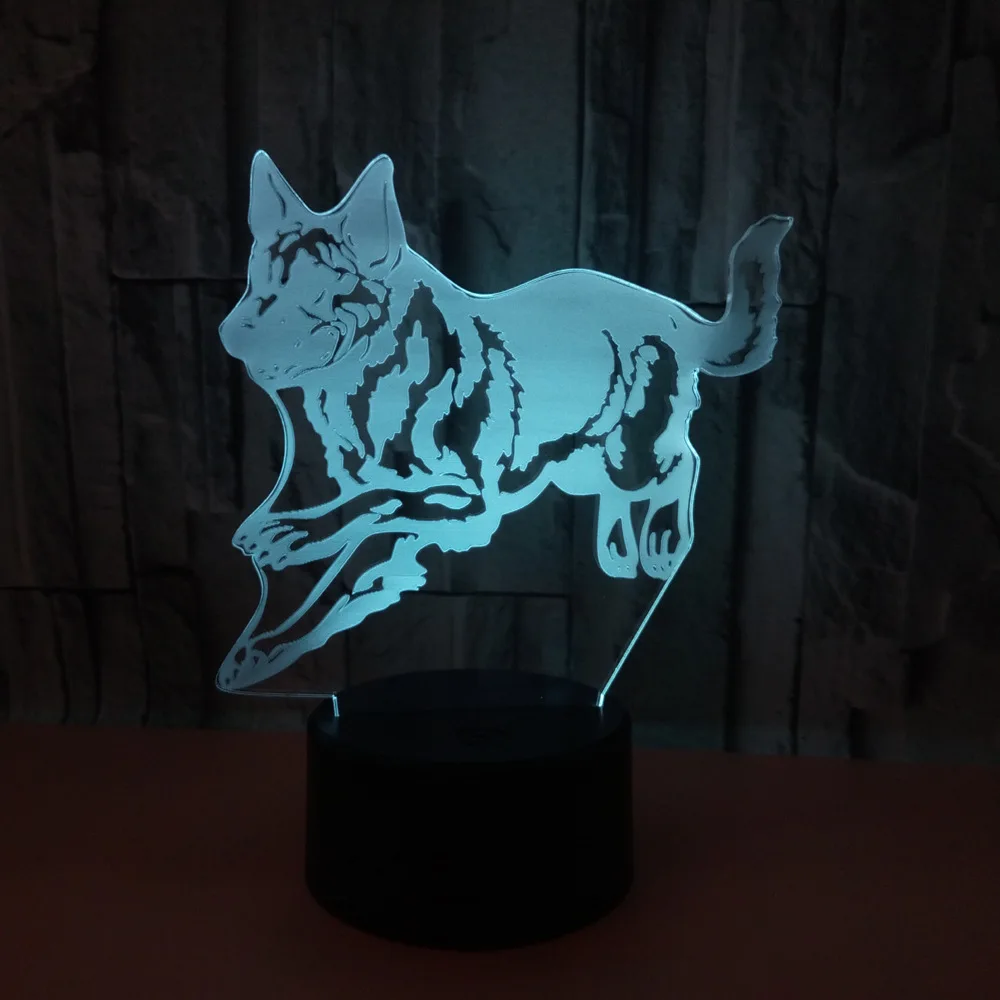 

Wolf 3d Nightlight 7 Colorful Touch Remote Vision Lamp Novelty Usb Led Night Light Powerbank Kids Room Light 3d Lamp