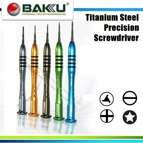 Titanium Steel Handle,Bearing Swivel Cap Tri Wing Y2.0 /Cross/Slot / Torx T2/T3/T4/T5 Type x25mm Screwdriver , Brand BAKU,BK-332