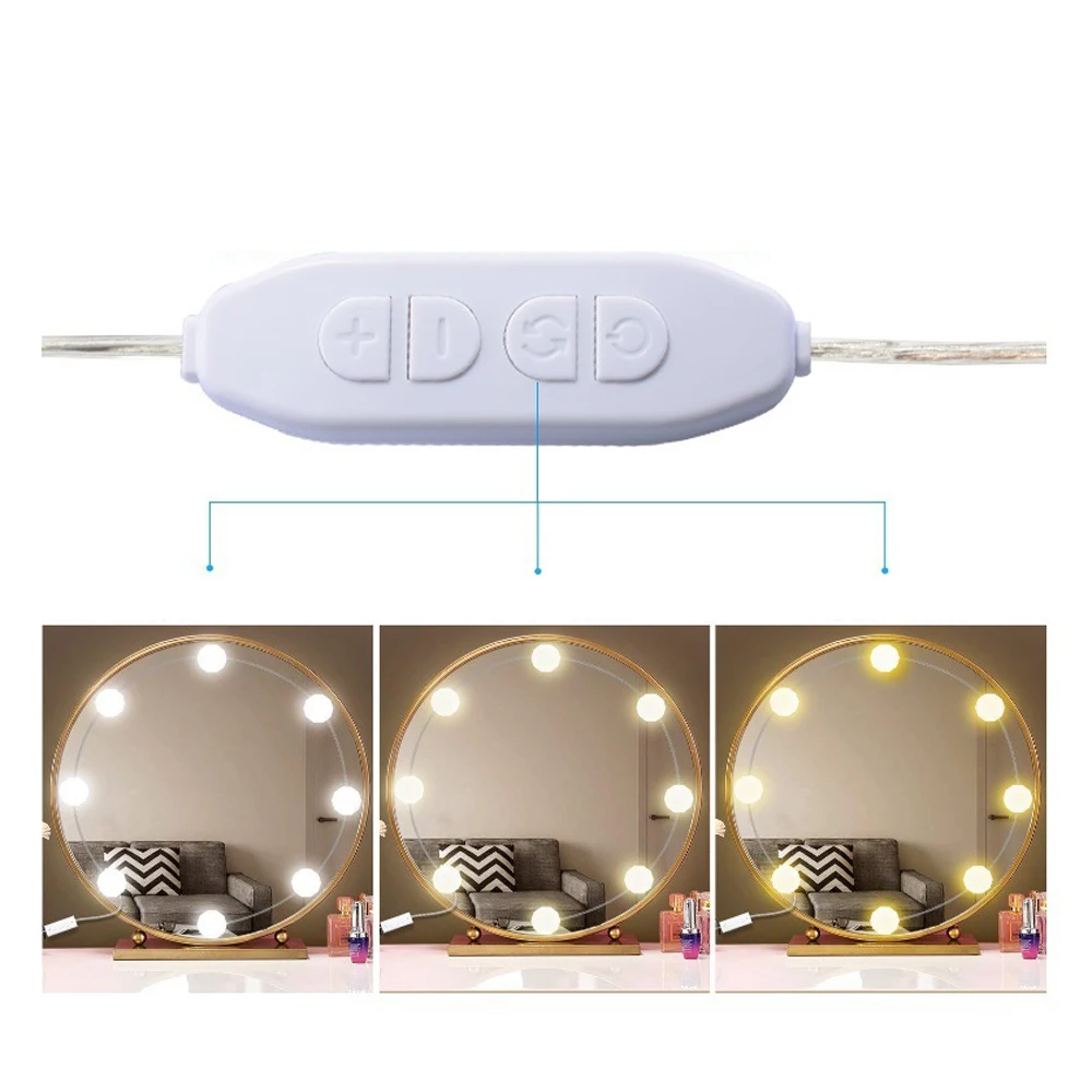 Led Vanity Light Kit for Dressing Table Wall Mount 360 Degree Rotation Hollywood Style Lighted Makeup Mirror Light USB Charge