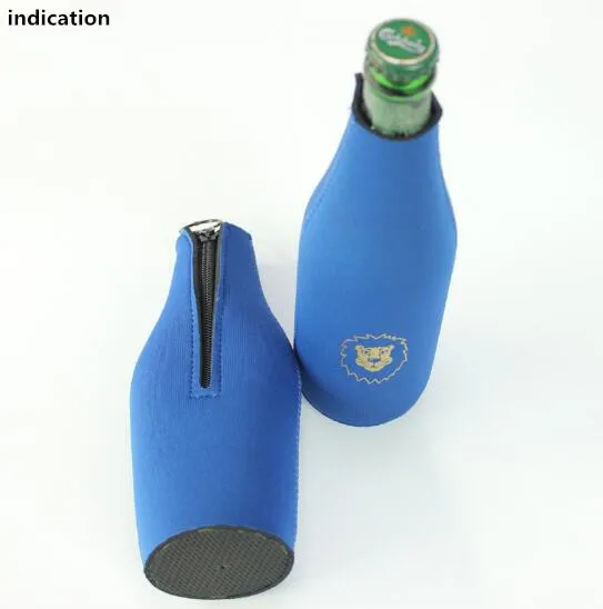 

free shipping 100PCS/LOT Neoprene Beer Wine Bottle Cooler Sleeve Wrap Zip Holder Wedding Favor