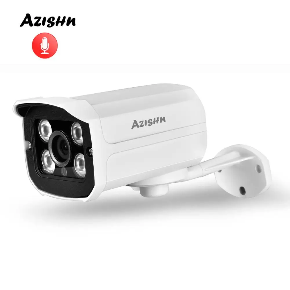 

AZISHN Audio H.265 IP Camera 5MP FULL HD 2880X1616 Metal outdoor CCTV Infrared Surveillance Home Camera Mic DC 12V/48V PoE