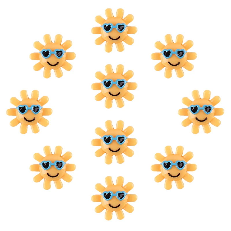 50pcs Summer Beach Sun Sunshine with Sunglasses Flatback Resin Scrapbooking Hair Bow Center Crafts Flatback Charms Cabachons