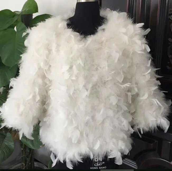 

Ostrich feathers feathers petals fur coat long sleeves jacket