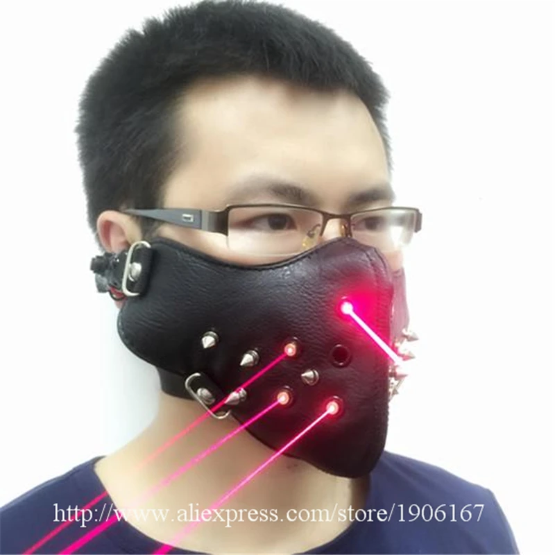 Newest Red Laser Mask Luminous Light Up Laserman Show Halloween Masks For Laser Stage Show Dancer Party Supplies