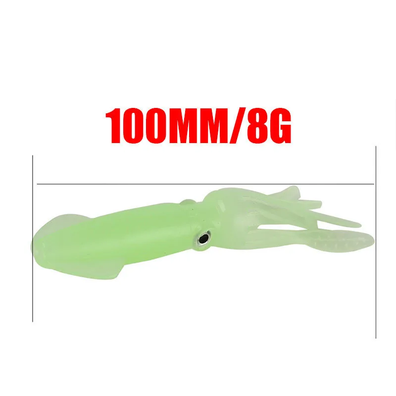 2pcs/Lot Luminous Squid Skirts Soft Lures 10cm 8g Night Fishing Octopus Glow Rubber Artificial Bait For Tuna Sai Pesca Tackle