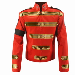 Rare MJ Michael Jackson Red Military Retro England Jacket Handmade 100%