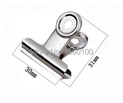 Trasporto Libero (30 pz/lotto) 30mm rotondo di metallo Clip Grip argento Bulldog clip In acciaio inox clip del biglietto di cancelleria