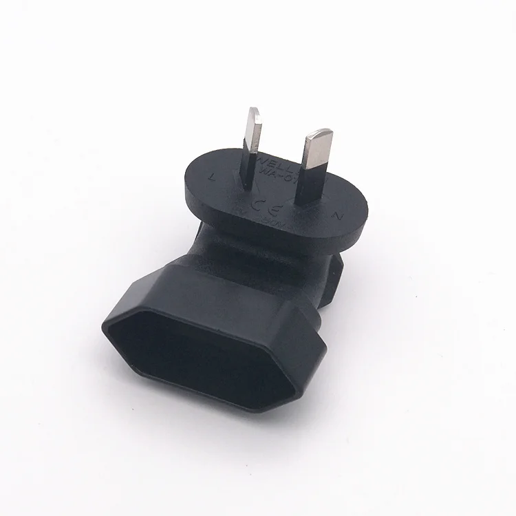 Black elbow 10A 250V Copper Standart AU male to EU female power adaptor plug convert socket for Australia New Zealand