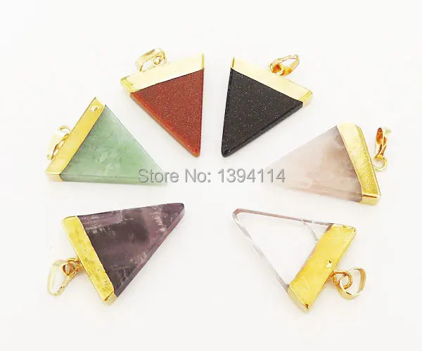 

Mixed Stones Slice Triangle Pendant With Top Gold-plated Approx 25*30mm