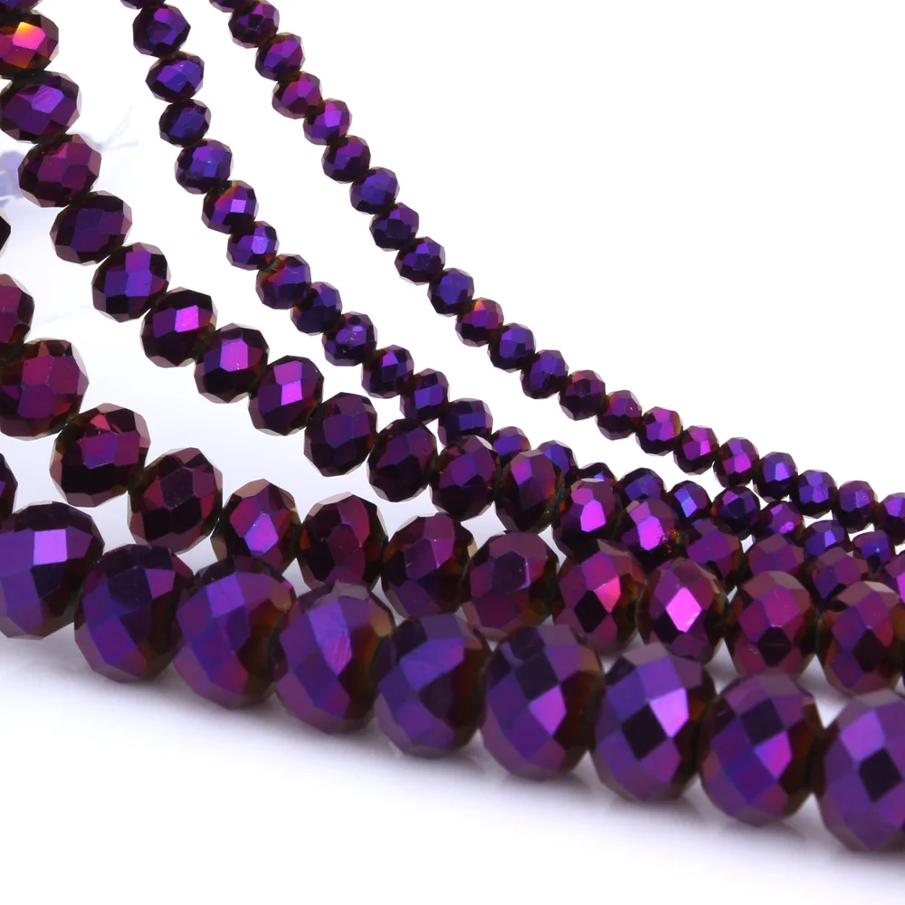 OlingArt 3/4/6/8/10mm Round Beads Rondelle Austria faceted Multicolored crystal purple color Loose bead DIY Jewelry Making