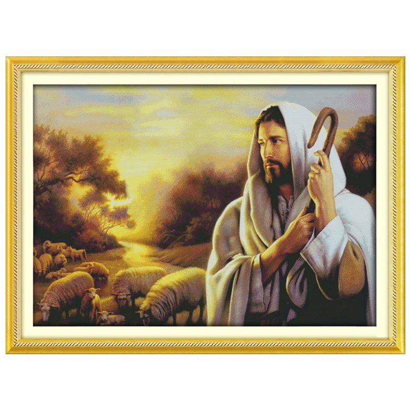 Big!! Jesus Shepherding Patterns Counted Cross Stitch Set DIY 11CT 14CT 16CT Stamped DMC Cross-stitch Kit Embroidery Needlework