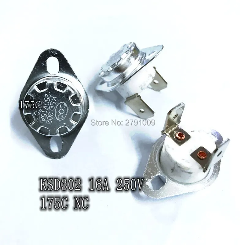 10 KSD302 / KSD301 175C Normally Closed Manual Reset Temperature Switch Ceramics 16A 250V 175 Degrees NC Automatic Disconnection