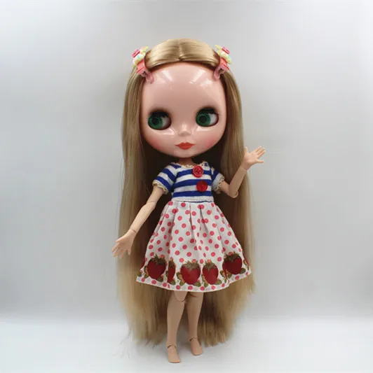 Blygirl Blyth doll Nude Dolls Light Gold Straight Hair 30cm Joint Body 19 Joint DIY Dolls can change makeup