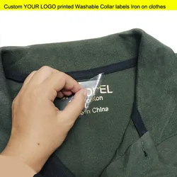 100pcs mixed size Custom YOUR logo printed Label heat transfer Garment labels Iron on clothing Washable Collar label shirt tags