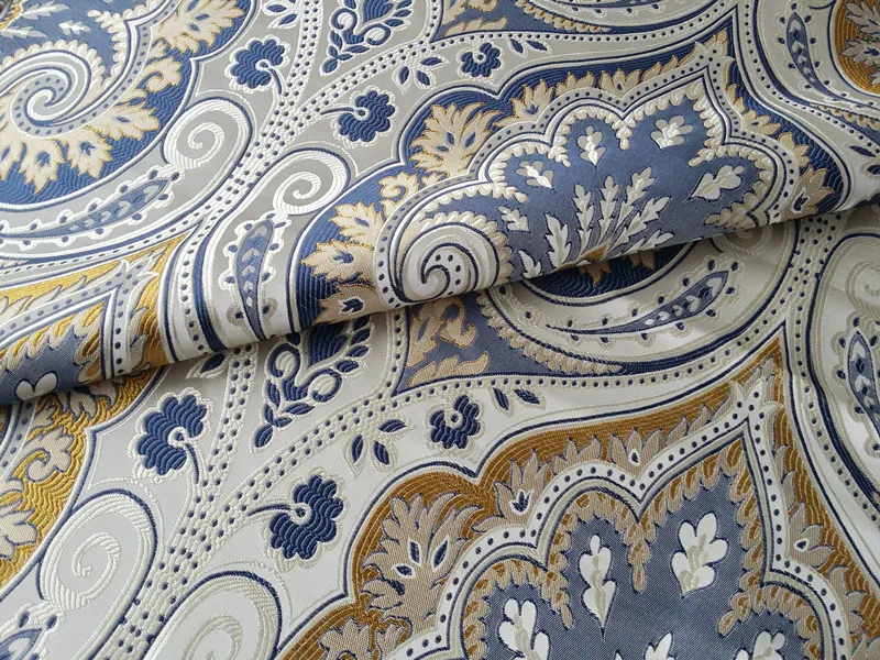 Classico Blu Paisley Jacquard Damascato Tessuto Tappezzeria Divano Poltrona Mobili Panno di Interni Tessuti 140 centimetri di Larghezza di Vendita