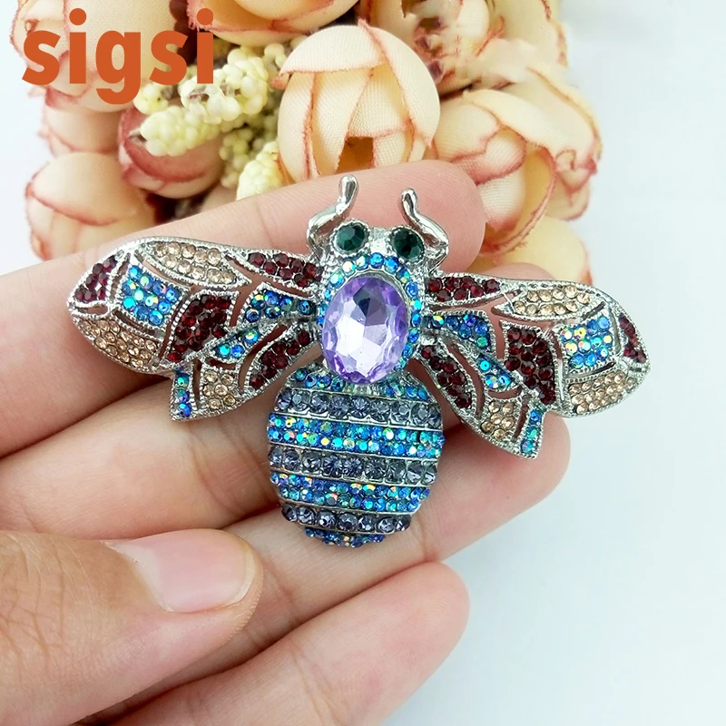 

hot selling 60MM vintage bee brooch korea insert animal brooch, crystal jewelry safety pin