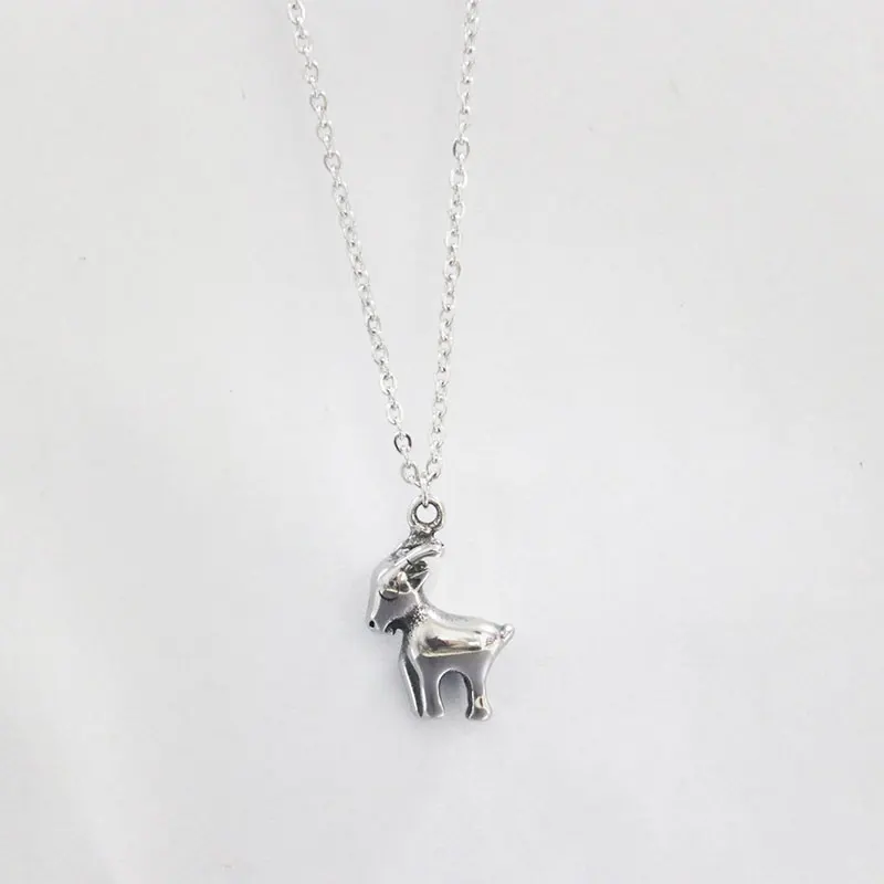 1pc DIY Vintage 3D Goat Stainless Steel Custom Necklace Chinese Culture Animal Zodiac Sheep Necklace Men Women Memorial Jewelry