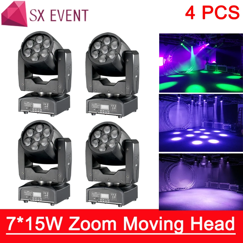 

7*15W zoom moving head light Professional lighting dmx dj LED Moving Head 7*15W Zoom Light 16 DMX Mixing 7*15W Zoom 4pcs/lot